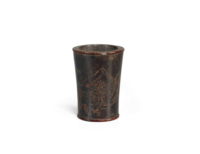 山水詩(shī)文筆筒
