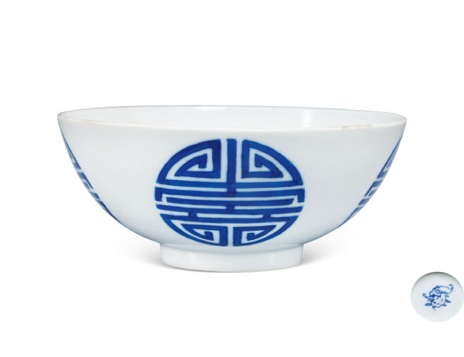 清道光  青花壽團(tuán)紋碗
