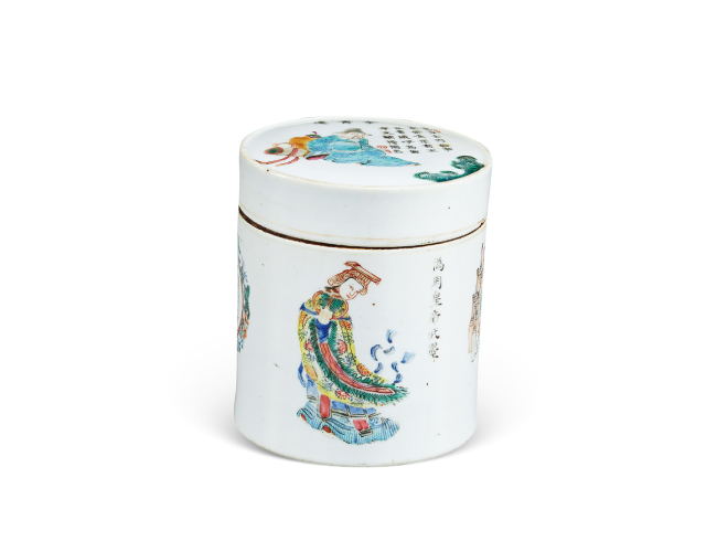 清同治  粉彩無(wú)雙譜蓋罐