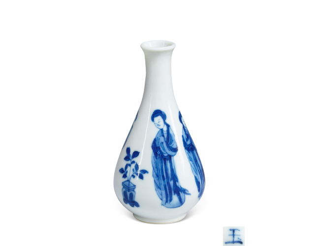 清康熙  青花四美圖小膽瓶